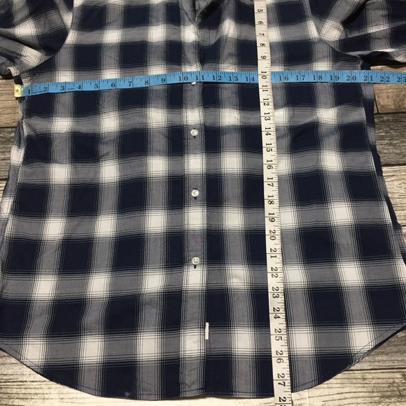 Grayson The Hero Plaid Button Up Shirt Women’s 03 Navy Blue White Lightweight - Picture 2 of 8